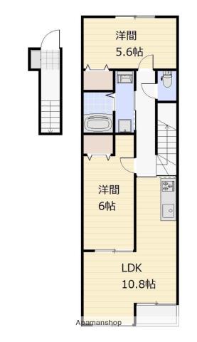 日吉町アパート(2LDK/2階)の間取り写真