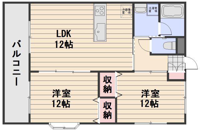 ロンディーネ福富Ⅱ(2LDK/1階)の間取り写真