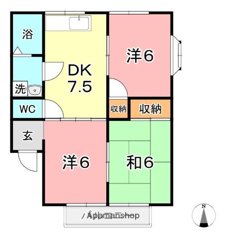 メゾン・ド・ボヌールⅡ(3DK/1階)の間取り写真