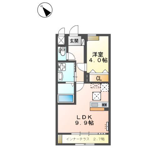 STAR WINGS(1LDK/1階)の間取り写真