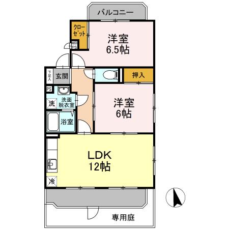 サンハイムマンション(2LDK/1階)の間取り写真