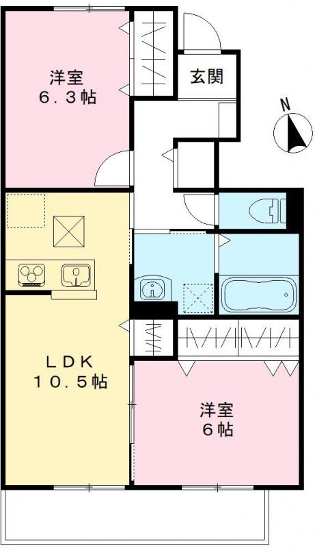 ユアメゾン益野 A(2LDK/1階)の間取り写真
