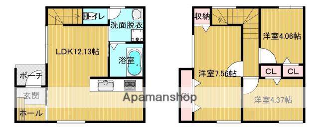宇野線 茶屋町駅 徒歩19分 2階建 築1年(3LDK)の間取り写真