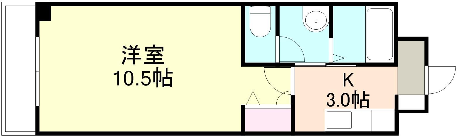 フォートレス恵通(1K/2階)の間取り写真