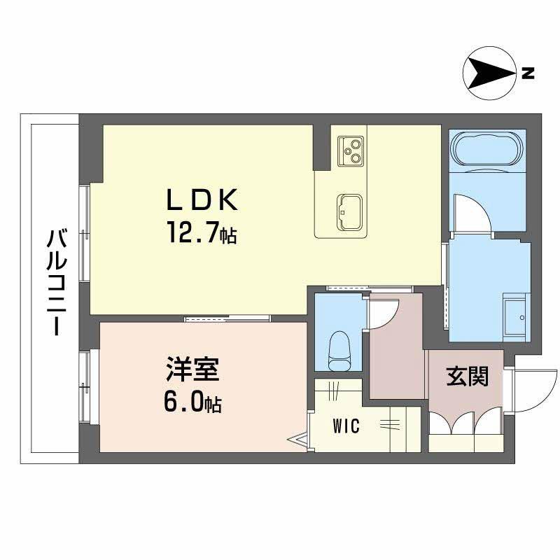 岡山県岡山市北区 2階建 新築(1LDK/2階)の間取り写真