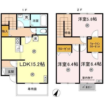 リースランド福島　Ｂ棟(3LDK)の間取り写真