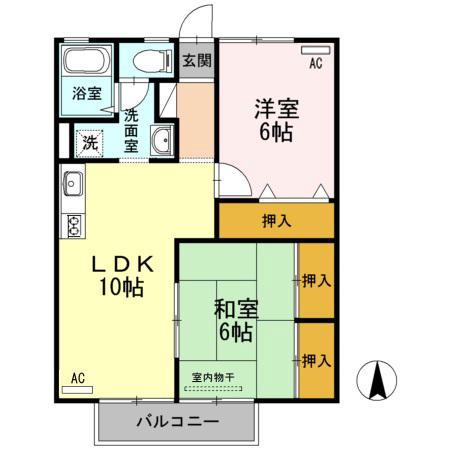楠小路A(2LDK/2階)の間取り写真