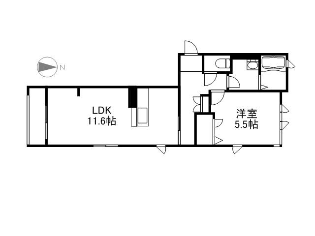 エルミタージュ(1LDK/2階)の間取り写真
