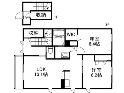 アンビシア B棟(2LDK/2階)の間取り写真