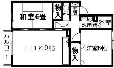 第3関ニューバリヤ(2DK/1階)の間取り写真