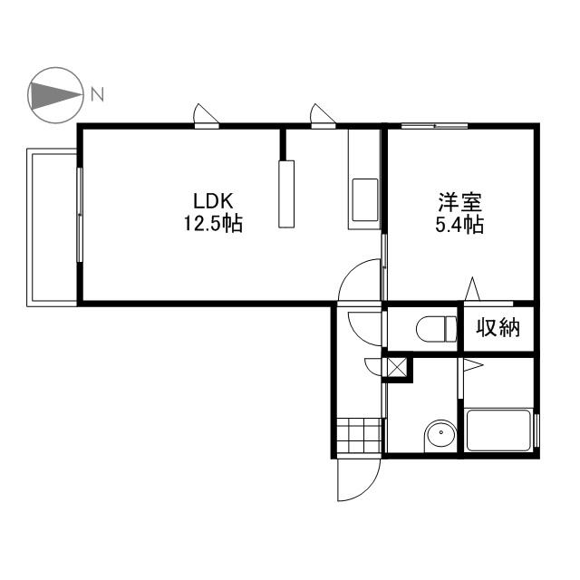 ラ・パルテール大元駅前(1LDK/1階)の間取り写真