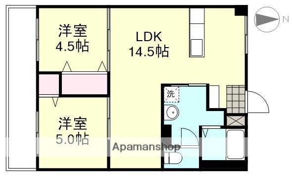 老松レジデンス(2LDK/3階)の間取り写真