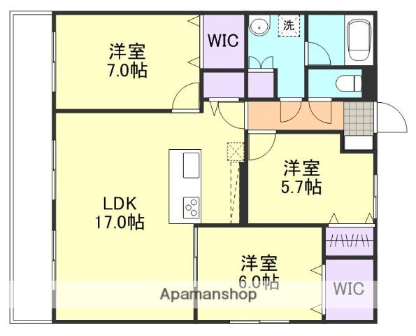 ウエストパーク(3LDK/3階)の間取り写真