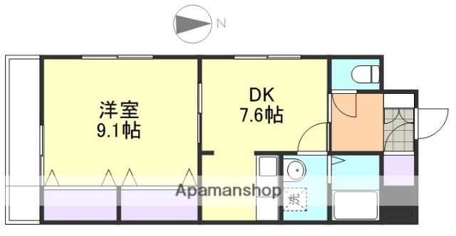 シュバリエブラン壱番館(1DK/4階)の間取り写真