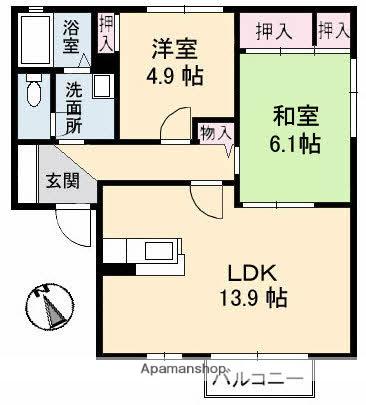 メテオールF(2LDK/1階)の間取り写真