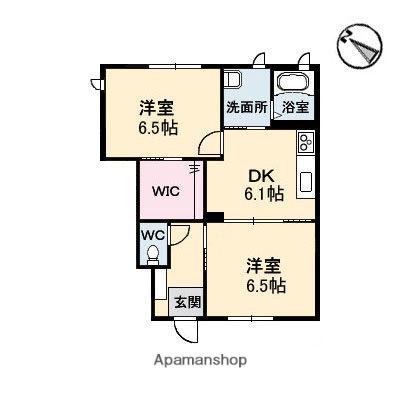 サン・ソニアA棟(2DK/1階)の間取り写真
