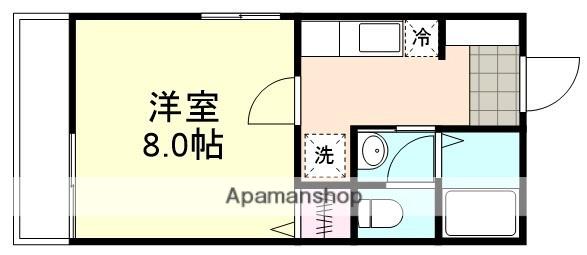 フォブール三冠B(1K/1階)の間取り写真