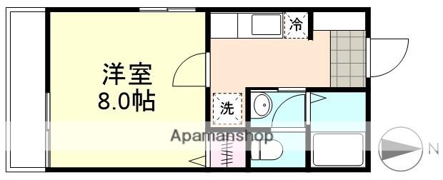 フォブール三冠B(1K/1階)の間取り写真