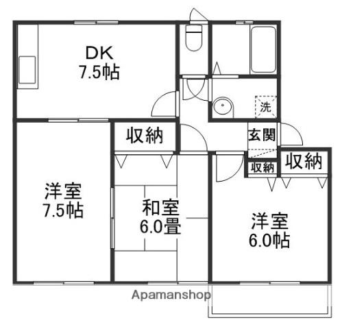キャトルメゾンA棟(3DK/2階)の間取り写真