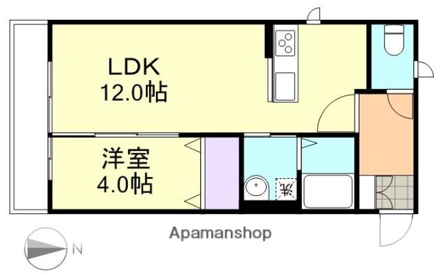コンシェルジュ福井B棟(1LDK/2階)の間取り写真