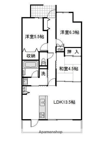 アルファステイツ野田Ⅱ(3LDK/11階)の間取り写真
