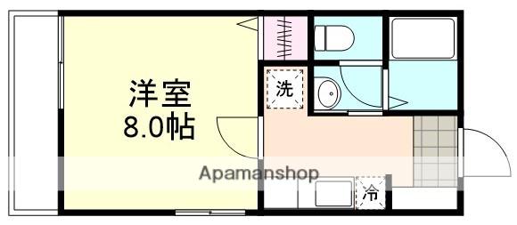 フォブール三冠A(1K/2階)の間取り写真