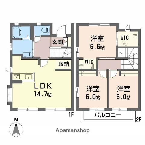 ミレリサイアA棟(3LDK/1階)の間取り写真