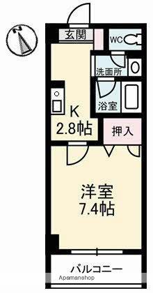 JRBハイツ倉敷(1K/6階)の間取り写真