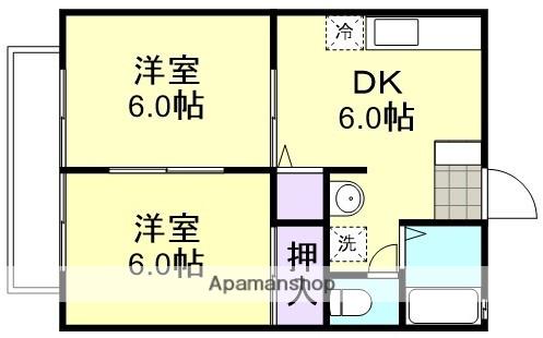田金マンションB棟(2DK/1階)の間取り写真