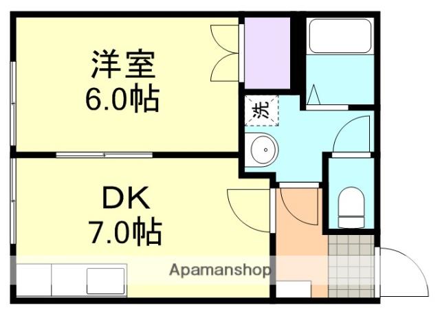 ファミールへんみB棟(1DK/1階)の間取り写真