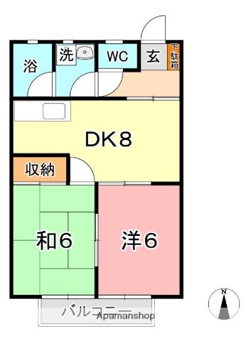 コーポ田中(2DK/2階)の間取り写真