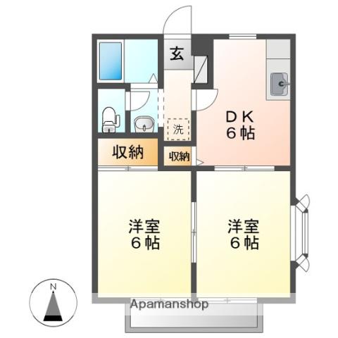 コーポパサディナ(2DK/2階)の間取り写真
