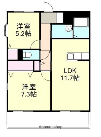 パークタウン茶屋町A棟(2LDK/3階)の間取り写真