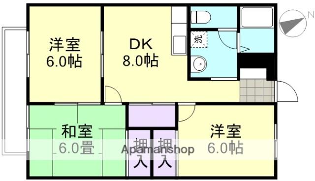 フォブールセラフィーI(3DK/2階)の間取り写真