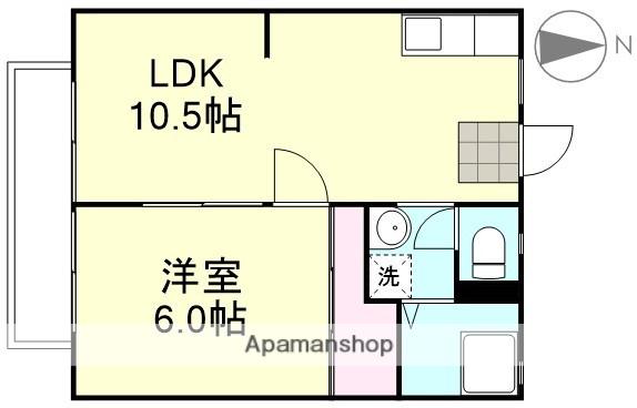 ダックハウス中島B棟(1LDK/1階)の間取り写真
