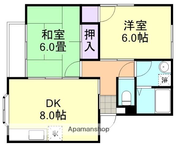 シャトル三瑞1(2DK/1階)の間取り写真