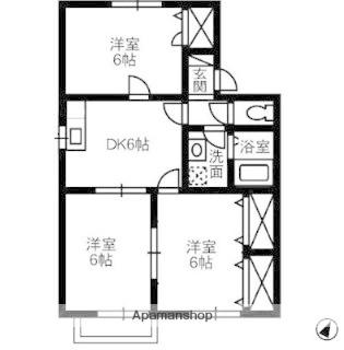 ラフィーネTMA棟(3DK/2階)の間取り写真