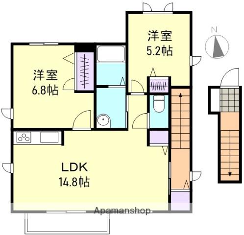 山陽本線 中庄駅 徒歩25分 2階建 築21年(2LDK/2階)の間取り写真