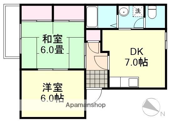 タウニー樹B棟(2DK/2階)の間取り写真