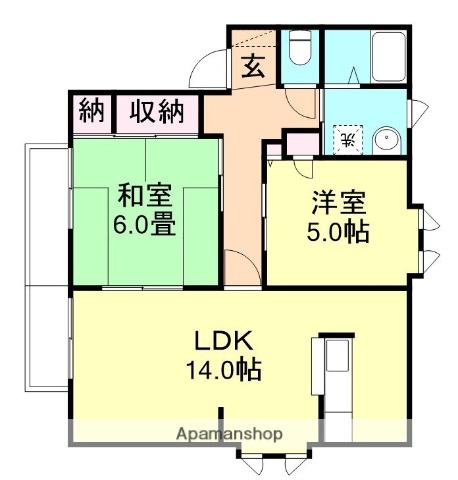 パミドールE棟(2LDK/2階)の間取り写真