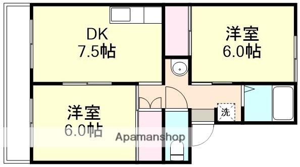 プレジール純A棟(2DK/2階)の間取り写真