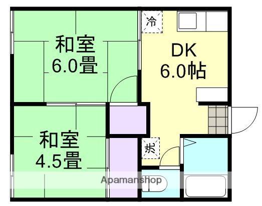 コーポラスワタナベ(2DK/2階)の間取り写真