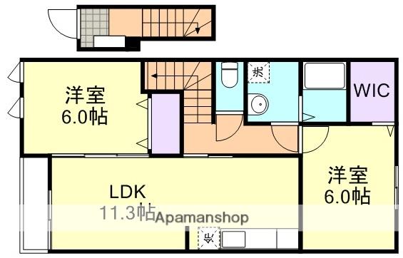 エバーグリーン鶴新田Ⅱ(2LDK/2階)の間取り写真