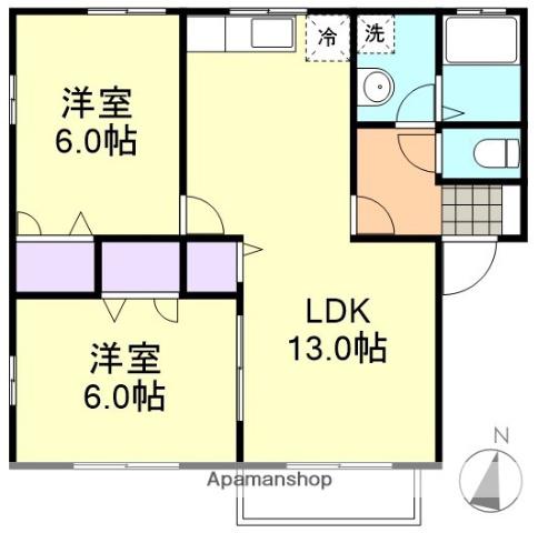 アイリー・ブランチⅢ(2LDK/2階)の間取り写真