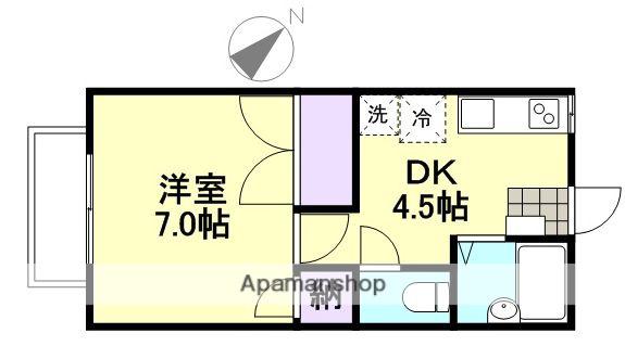小山エビスコーポ (1DK/1階)の間取り写真