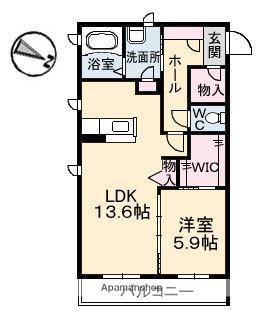 ディマーネ(1LDK/2階)の間取り写真