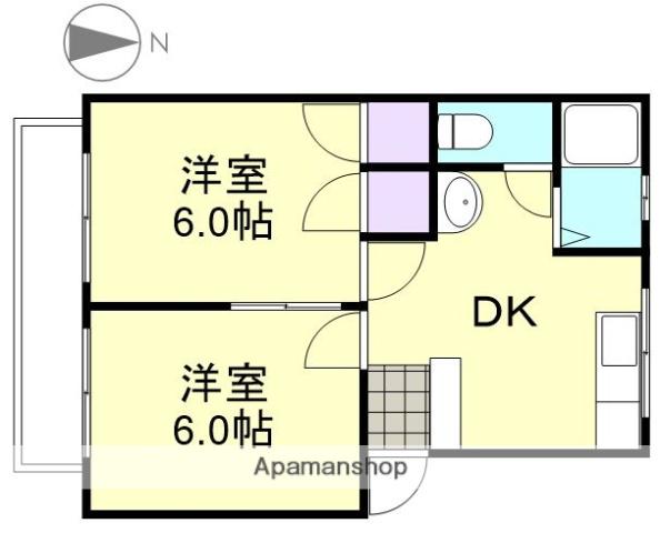 トゥインクル88(2DK/2階)の間取り写真