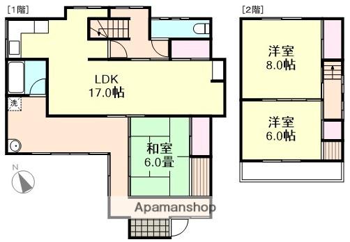 水島臨海鉄道 倉敷市駅 徒歩17分 2階建 築77年(3LDK)の間取り写真