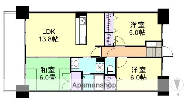 アルファライフ倉敷駅西(3LDK/2階)の間取り写真