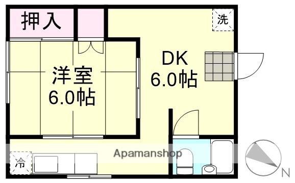 山陽本線 西阿知駅 徒歩9分 3階建 築51年(1DK/3階)の間取り写真